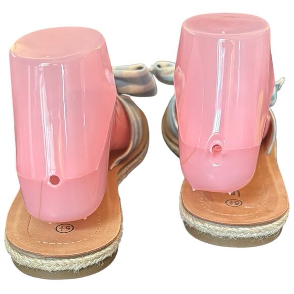 Soda Slide Sandals Blue & Cream Gingham Plaid Bows Size 5.5 Flats - Picture 4 of 7